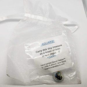 Jaguars stone handpainted heart glass pebble with note w/ bag artisan Jane Marie
